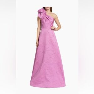 ML Monique Lhuillier Amira Jacquard Gown Soft Orchid